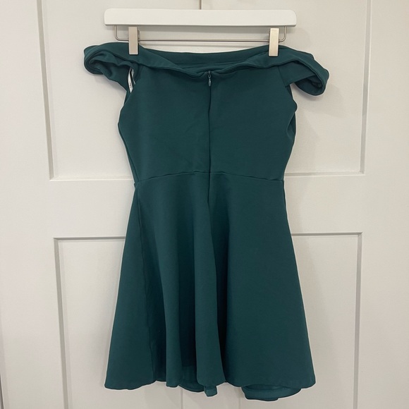 Lulus Green Off the Shoulder Skater Dress, Size Medium - Picture 3 of 3
